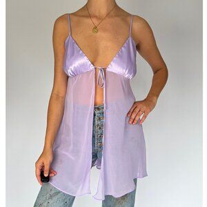 y2k vintage La Vie En Rose purple babydoll camisole lingerie cami slip tank top